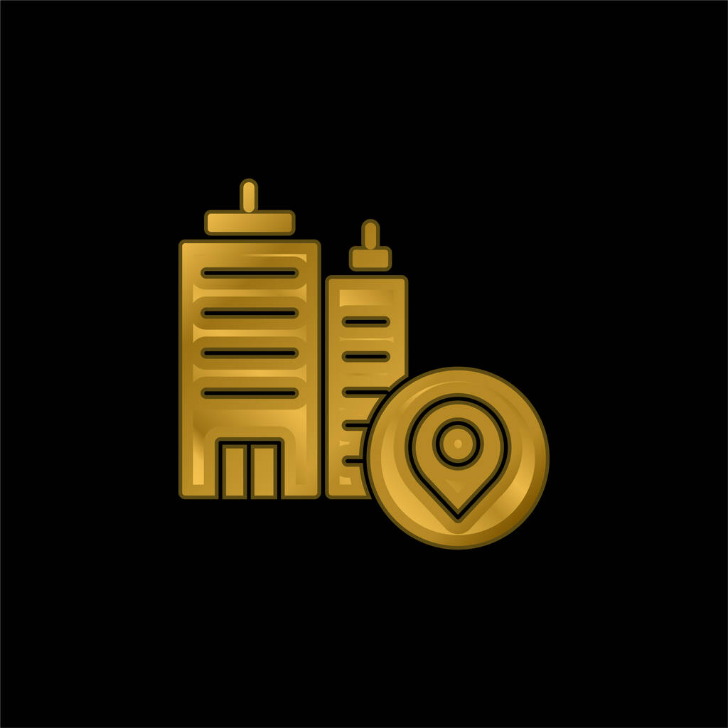 Altın kaplama metalik simge veya logo vektörünü adresle - Vektör, Görsel