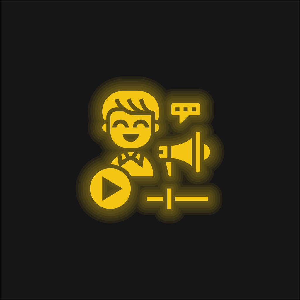 Publicité jaune brillant icône néon - Vecteur, image