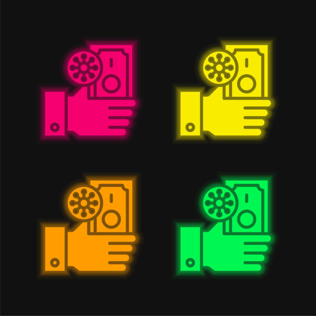 Ikona čtyřbarevného zářícího neonového vektoru - Vektor, obrázek