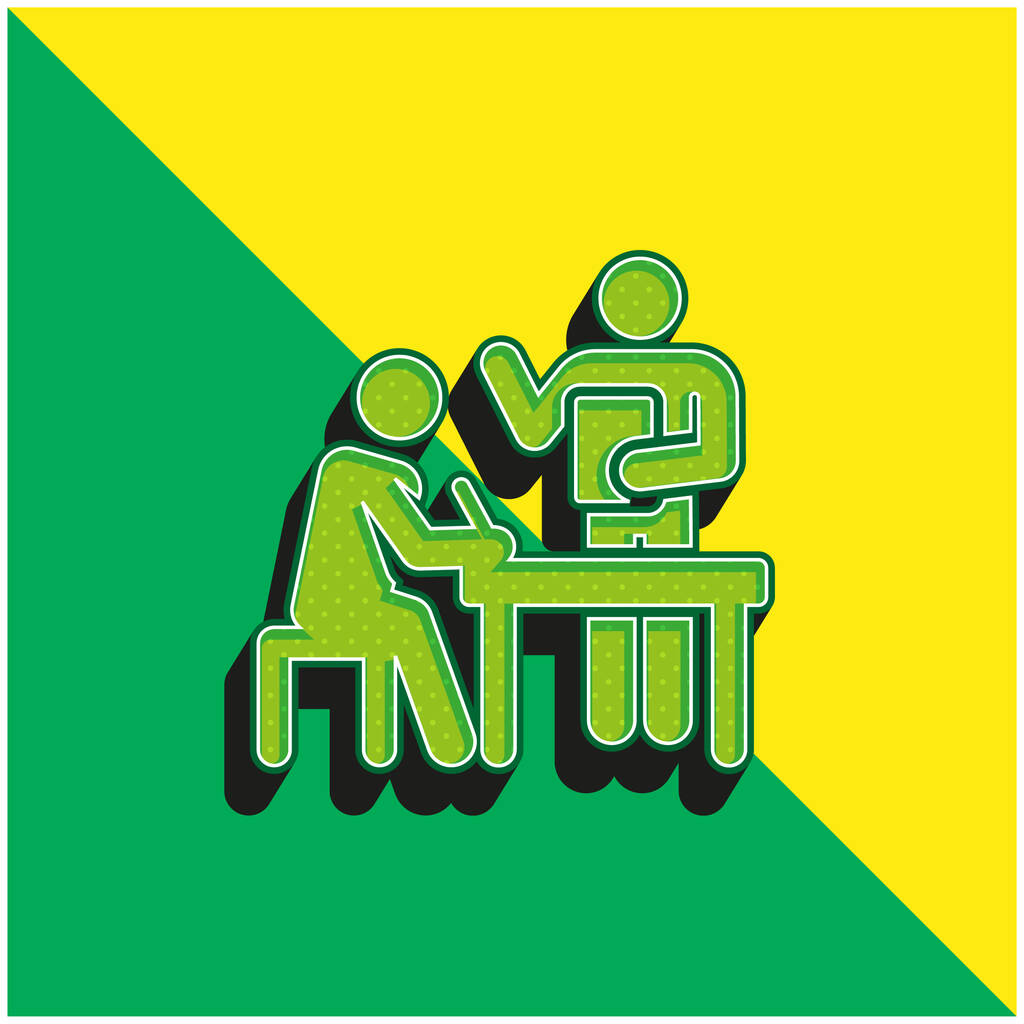 Lluvia de ideas verde y amarillo moderno vector 3d icono del logotipo - Vector, imagen