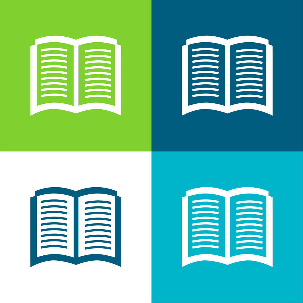 Βιβλίο άνοιξε Σύμβολο Επίπεδη τέσσερις χρώμα ελάχιστο σύνολο εικονιδίων - Διάνυσμα, εικόνα