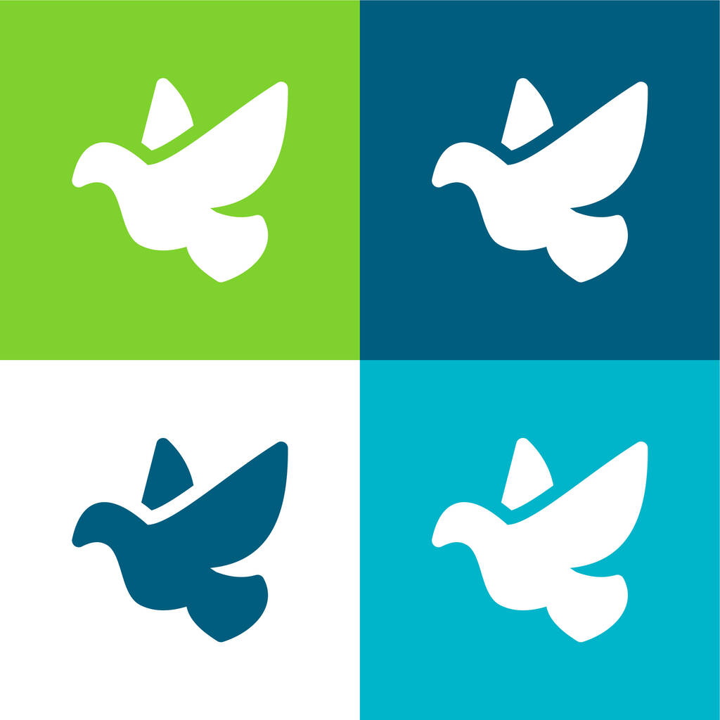 Bird Flat cztery kolory minimalny zestaw ikon - Wektor, obraz