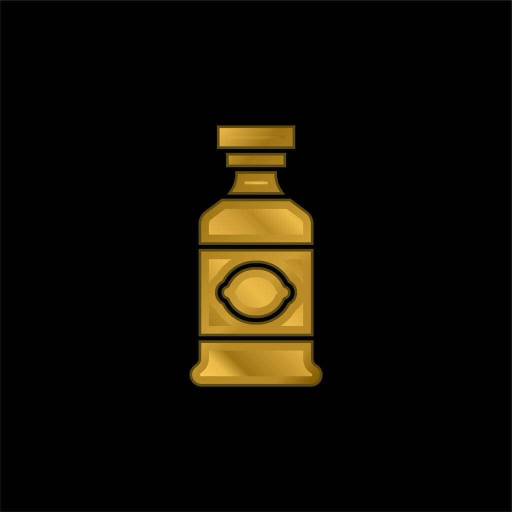 Алкоголик Напиток позолоченный металлическая икона или логотип вектор - Вектор,изображение