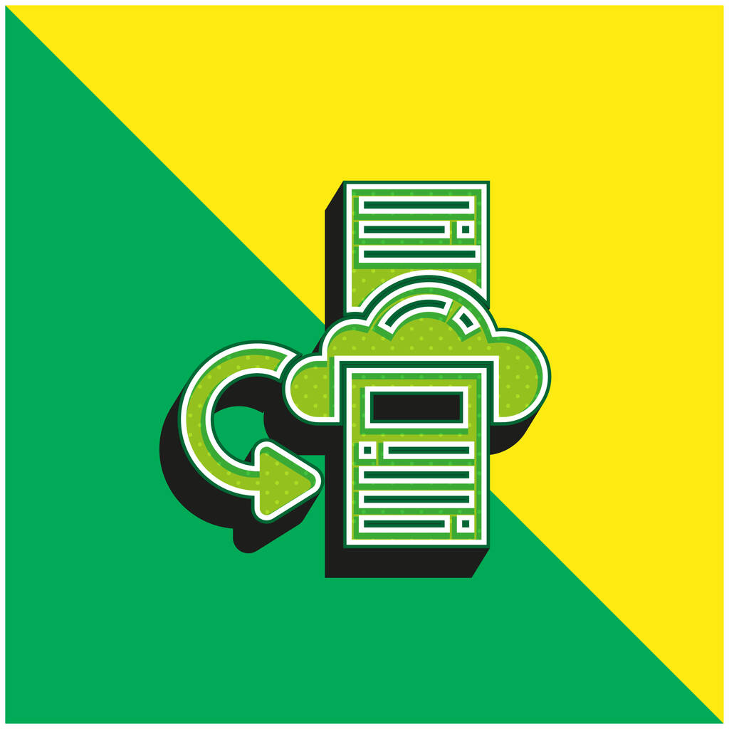 Backup Zielone i żółte nowoczesne logo wektora 3D - Wektor, obraz