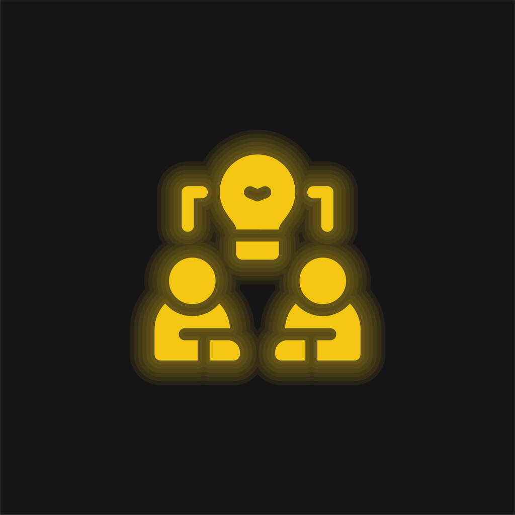Brainstorm amarelo brilhante ícone de néon - Vetor, Imagem
