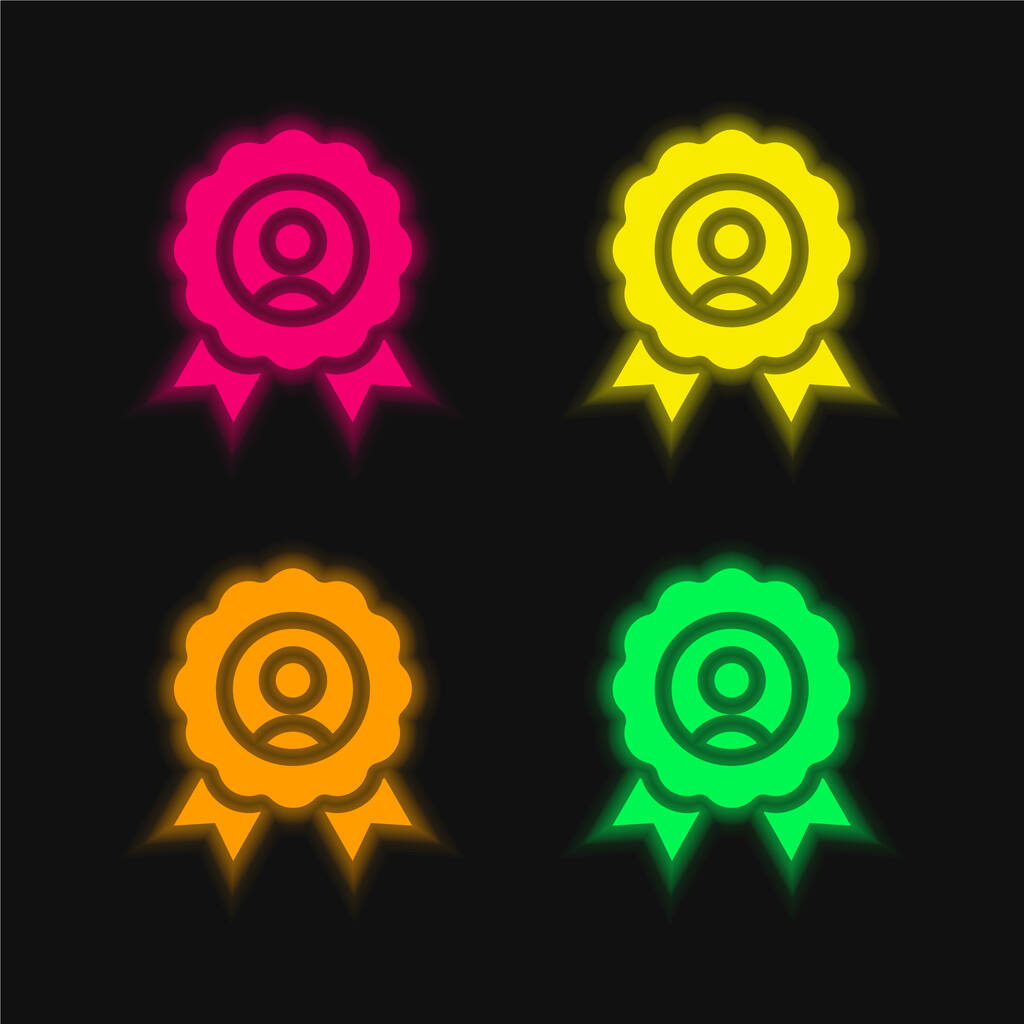 最高の従業員4色輝くネオンベクトルアイコン - ベクター画像