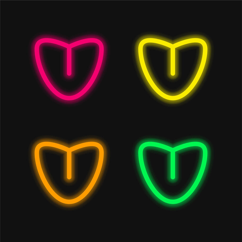 Corpo Organo Variante Con linea quattro colore incandescente icona vettoriale al neon - Vettoriali, immagini