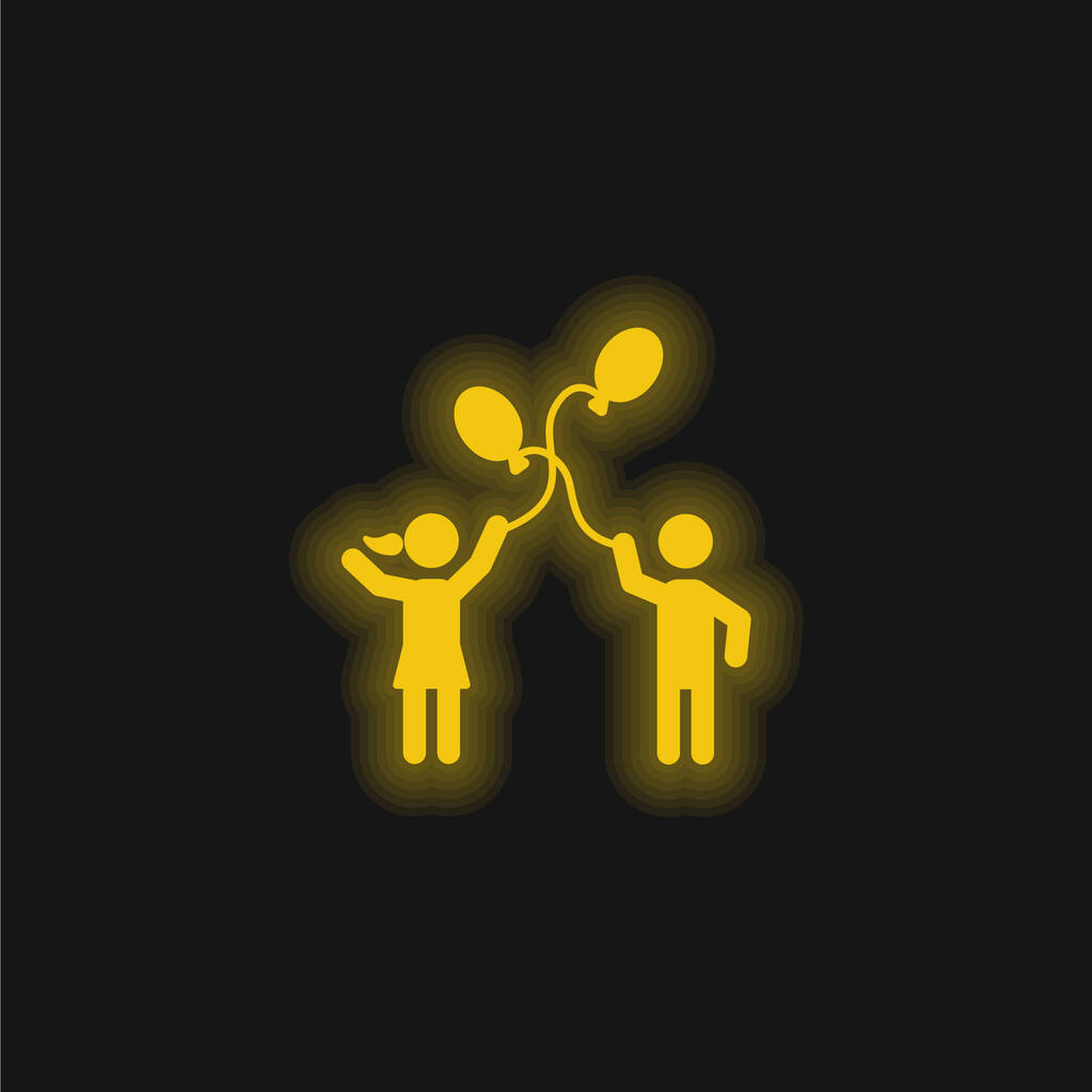 Balon Grając żółty świecący neon ikona - Wektor, obraz