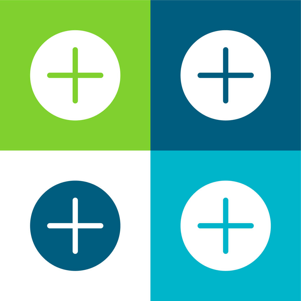 Dodaj Flat cztery kolory minimalny zestaw ikon - Wektor, obraz