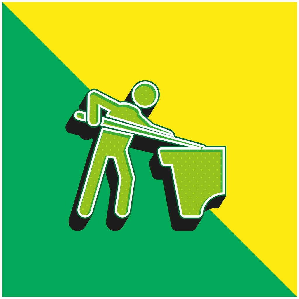 Μπιλιάρδο Πράσινο και κίτρινο σύγχρονο 3d διάνυσμα εικονίδιο λογότυπο - Διάνυσμα, εικόνα