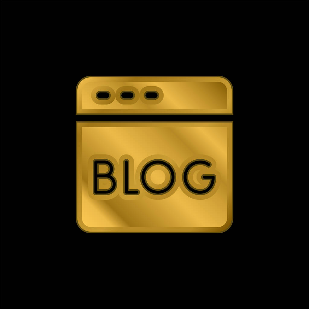 Блог позолоченный металлический значок или вектор логотипа - Вектор,изображение