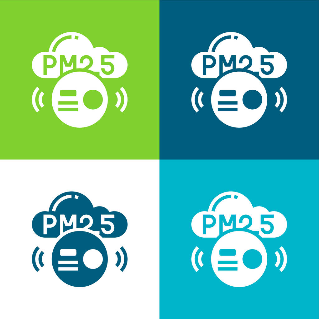 Inquinamento atmosferico piatto quattro colori set icona minima - Vettoriali, immagini