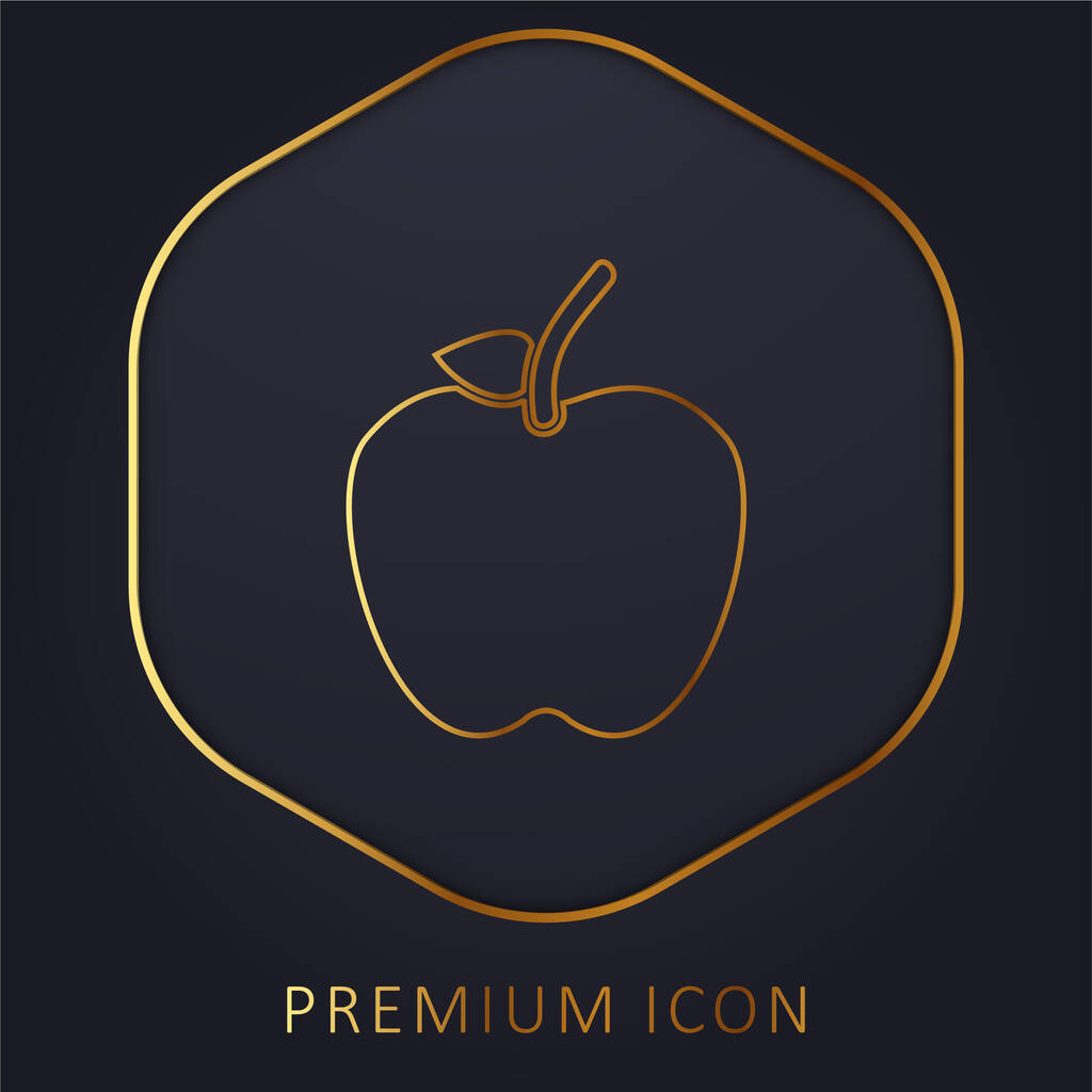 Manzana con el tallo y la hoja de oro logotipo de la línea premium o icono - Vector, Imagen
