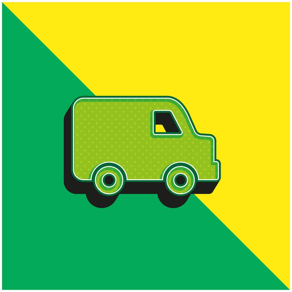 Black Delivery Small Truck Side View Green и желтый современный 3d векторный логотип - Вектор,изображение