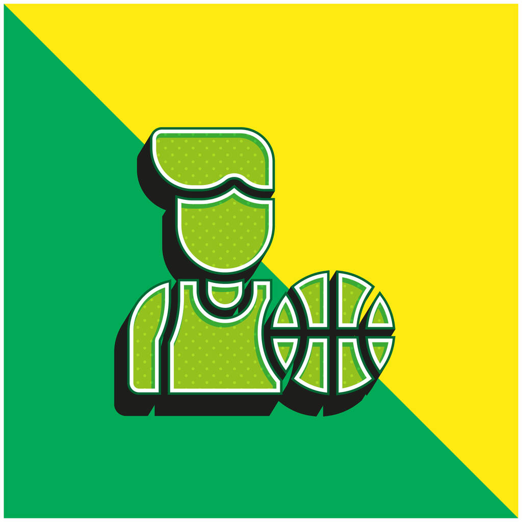 Basketbolcu Yeşil ve Sarı 3D vektör simgesi - Vektör, Görsel
