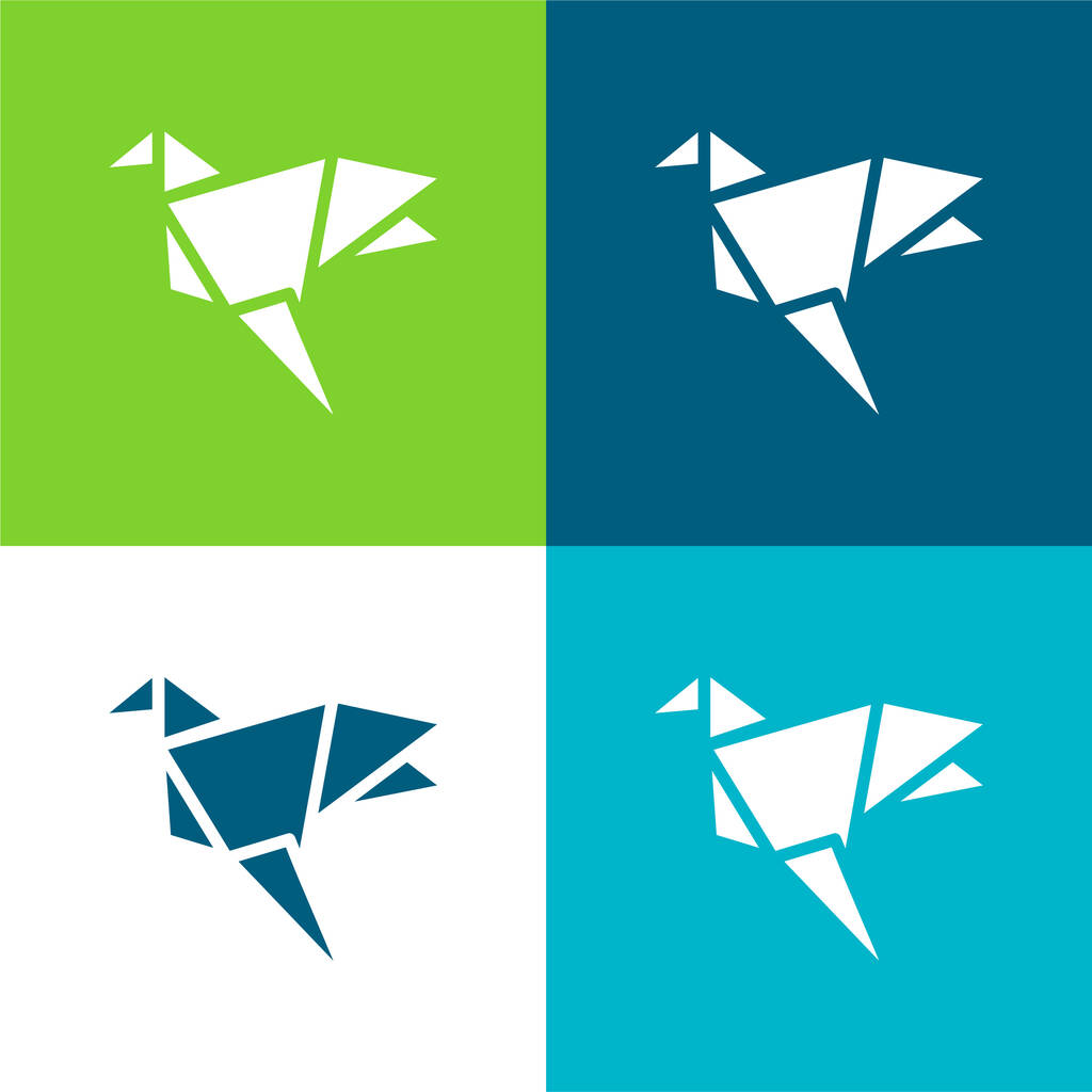 Bird Flat set di icone minime a quattro colori - Vettoriali, immagini
