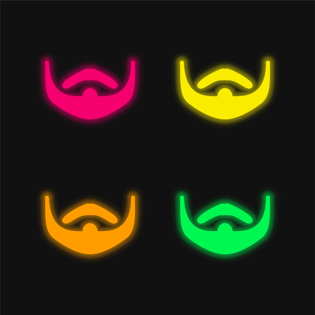Barba quattro colori incandescente icona al neon vettore - Vettoriali, immagini