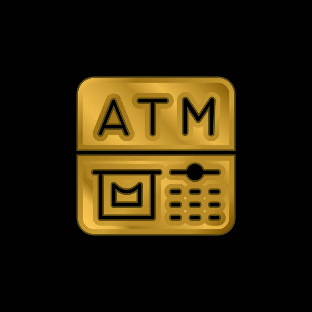 ATM altın kaplama metalik simge veya logo vektörü - Vektör, Görsel