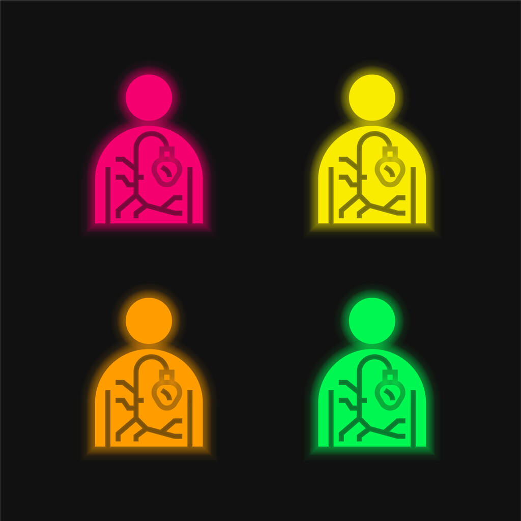 Agiography four color glowing neon vector icon - Vector, Image