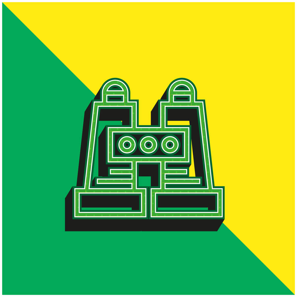 Бінокль Зелений і жовтий сучасний 3d векторний логотип ікони - Вектор, зображення