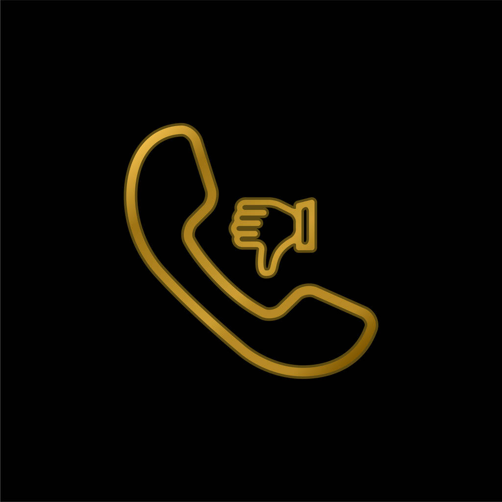 Auricular с большим пальцем вниз подписать позолоченную металлическую иконку или вектор логотипа - Вектор,изображение