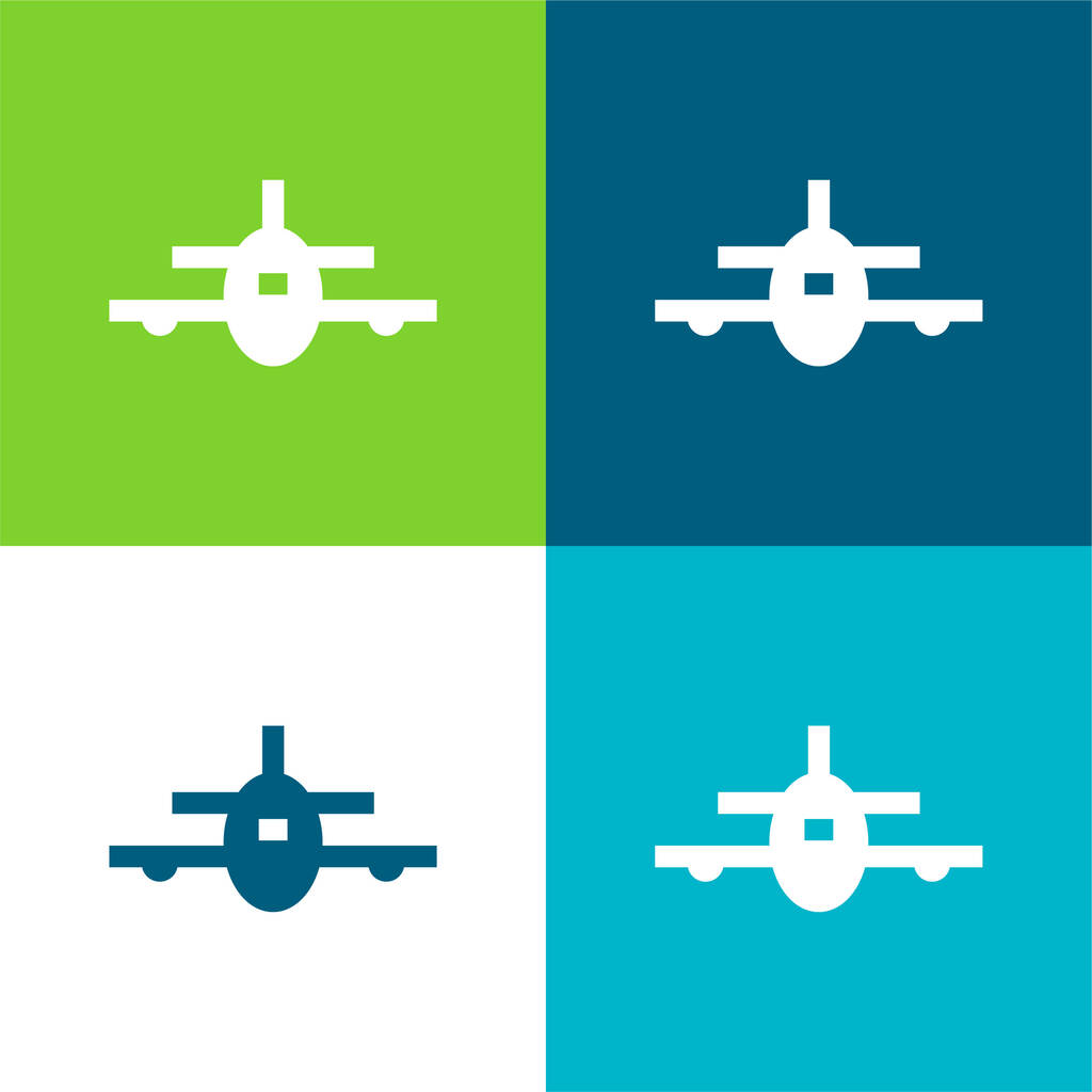 Avión Plano de cuatro colores mínimo icono conjunto - Vector, Imagen