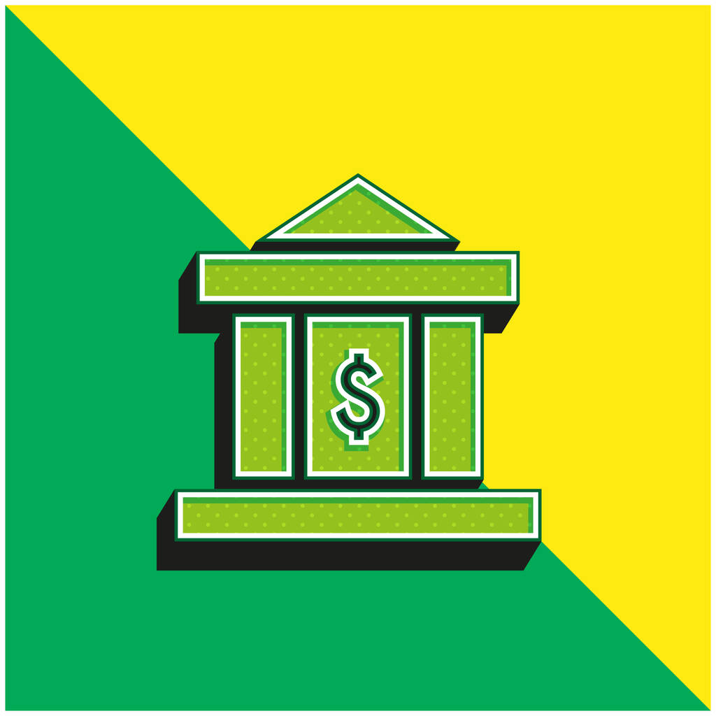 銀行緑と黄色の現代的な3Dベクトルアイコンのロゴ - ベクター画像