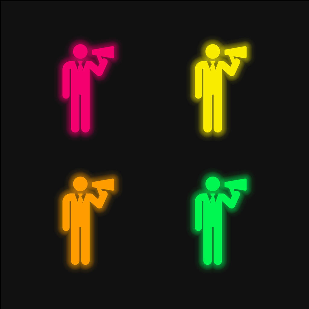 Főnök négy szín izzó neon vektor ikon - Vektor, kép
