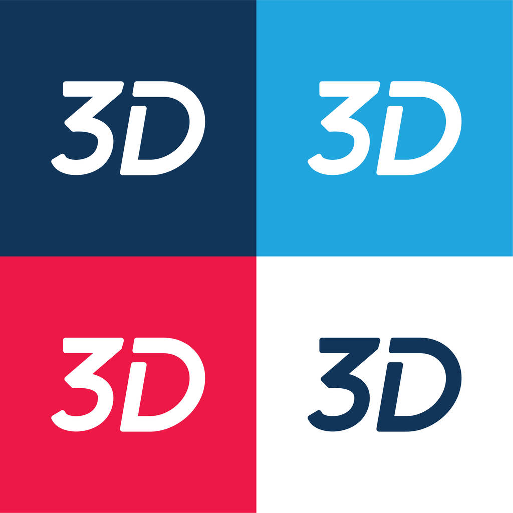 3D Symbol sininen ja punainen nelivärinen minimaalinen kuvakesarja - Vektori, kuva
