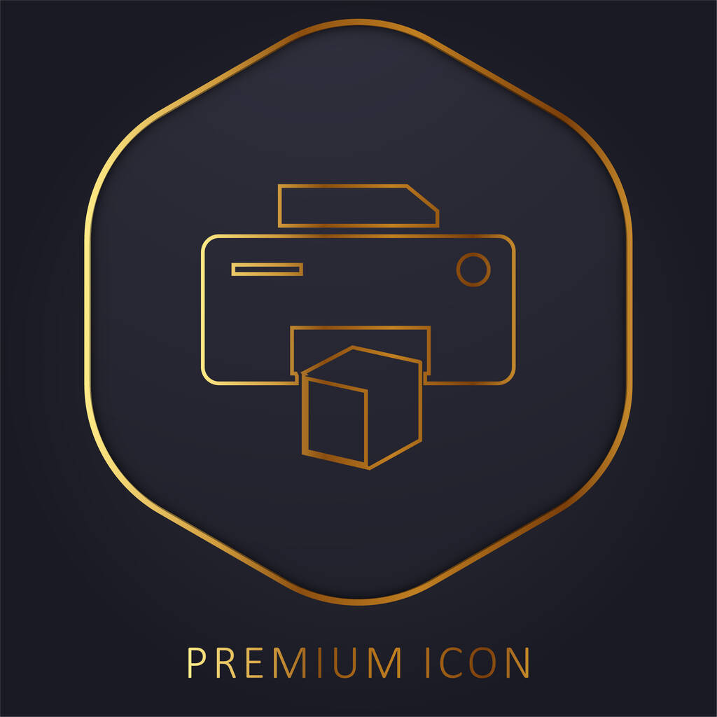 Símbolo de la impresora 3d línea de oro logotipo premium o icono - Vector, imagen