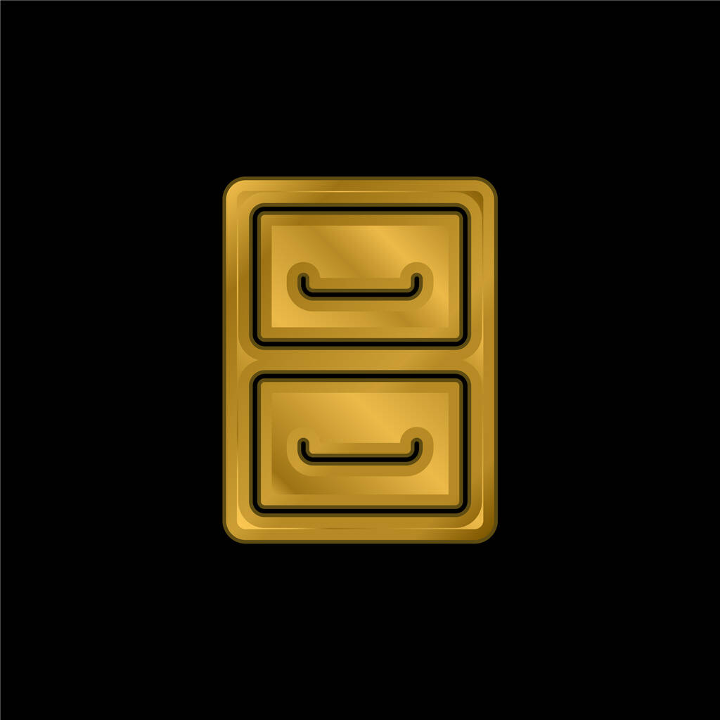 Arquivo Mobiliário de duas gavetas banhado a ouro ícone metálico ou vetor logotipo - Vetor, Imagem