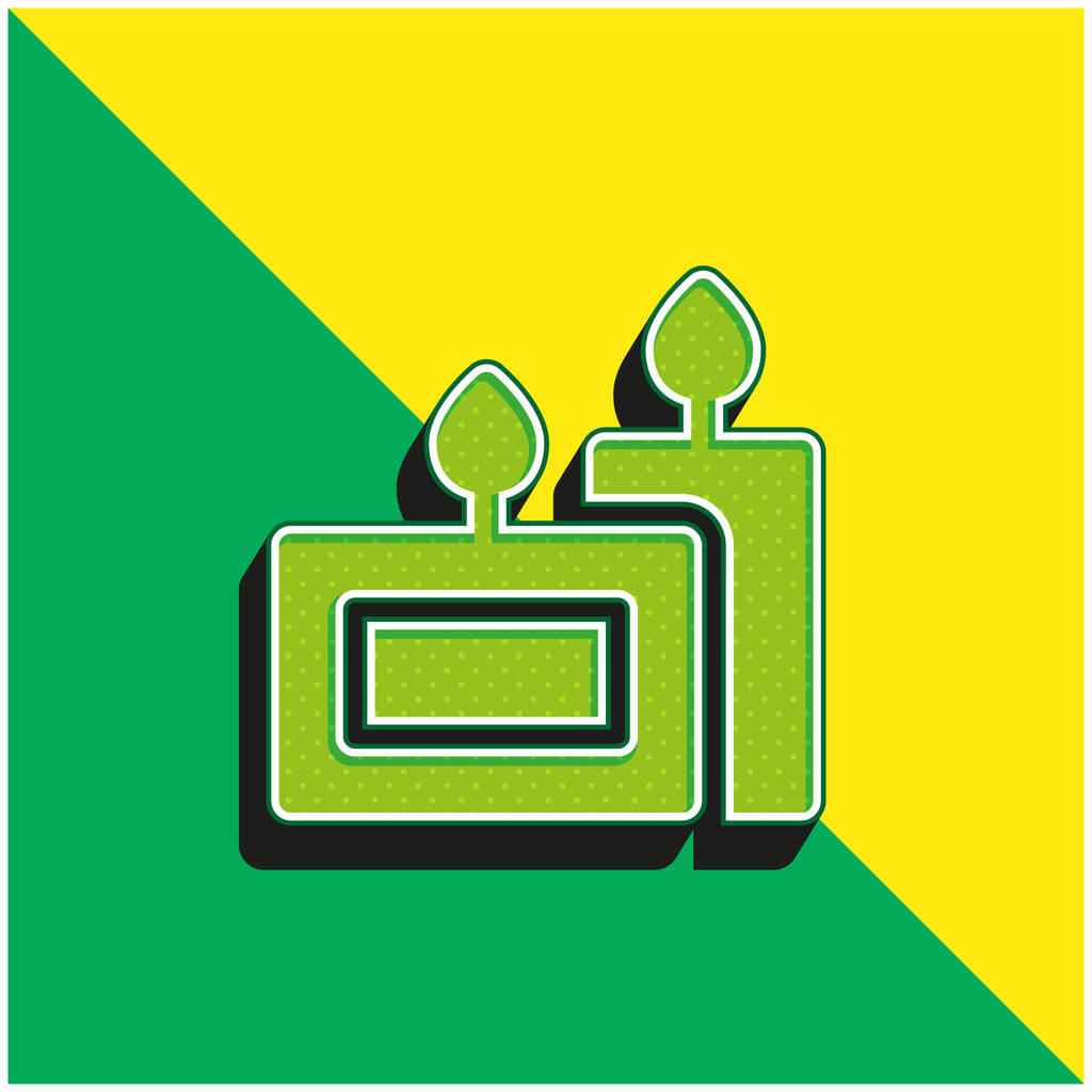 Candela aromatica Logo moderno verde e giallo dell'icona vettoriale 3d - Vettoriali, immagini