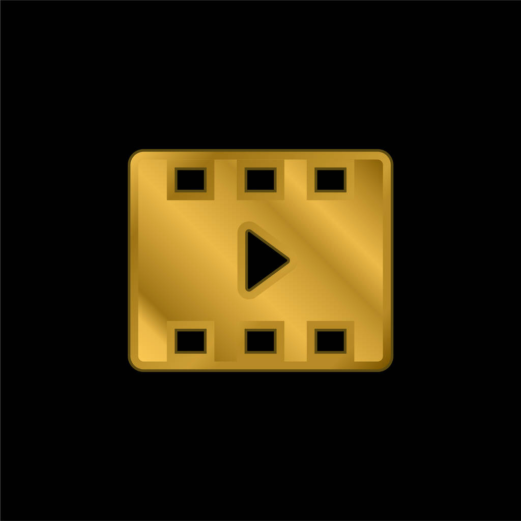 Велика кнопка відтворення Золота металева іконка або вектор логотипу
 - Вектор, зображення