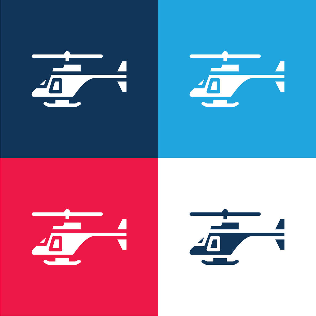 Армійський вертоліт синій і червоний чотирикольоровий мінімальний набір піктограм
 - Вектор, зображення