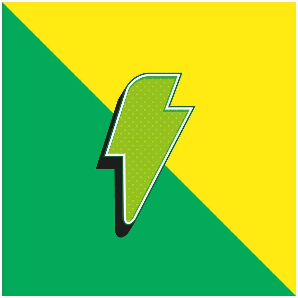Fekete Villám Zöld és sárga modern 3D vektor ikon logó - Vektor, kép