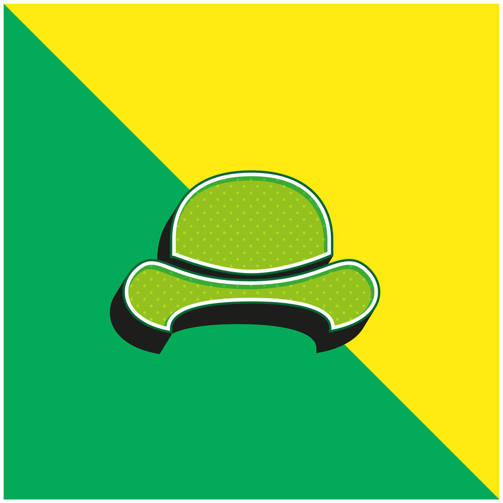 Cappello a bombetta verde e giallo moderno logo icona vettoriale 3d - Vettoriali, immagini