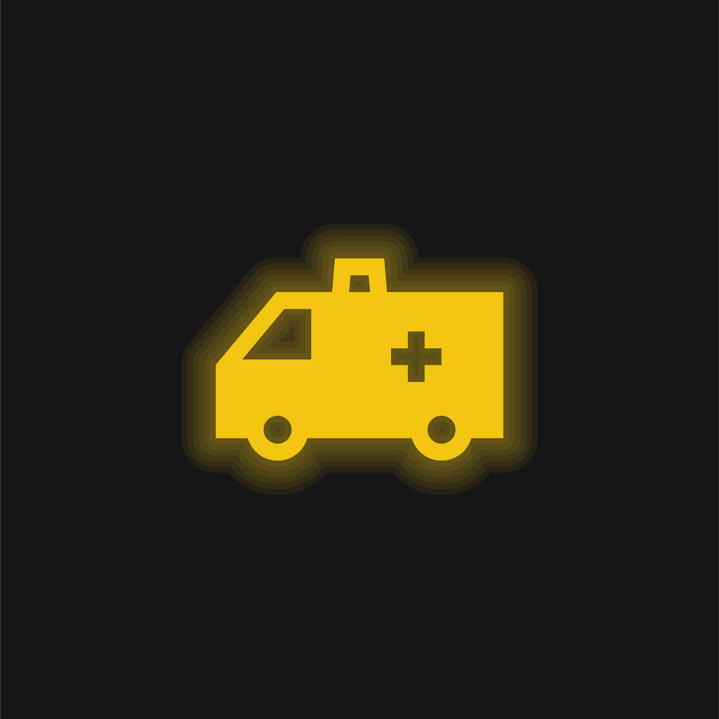 Желтая сияющая неоновая икона скорой помощи - Вектор,изображение