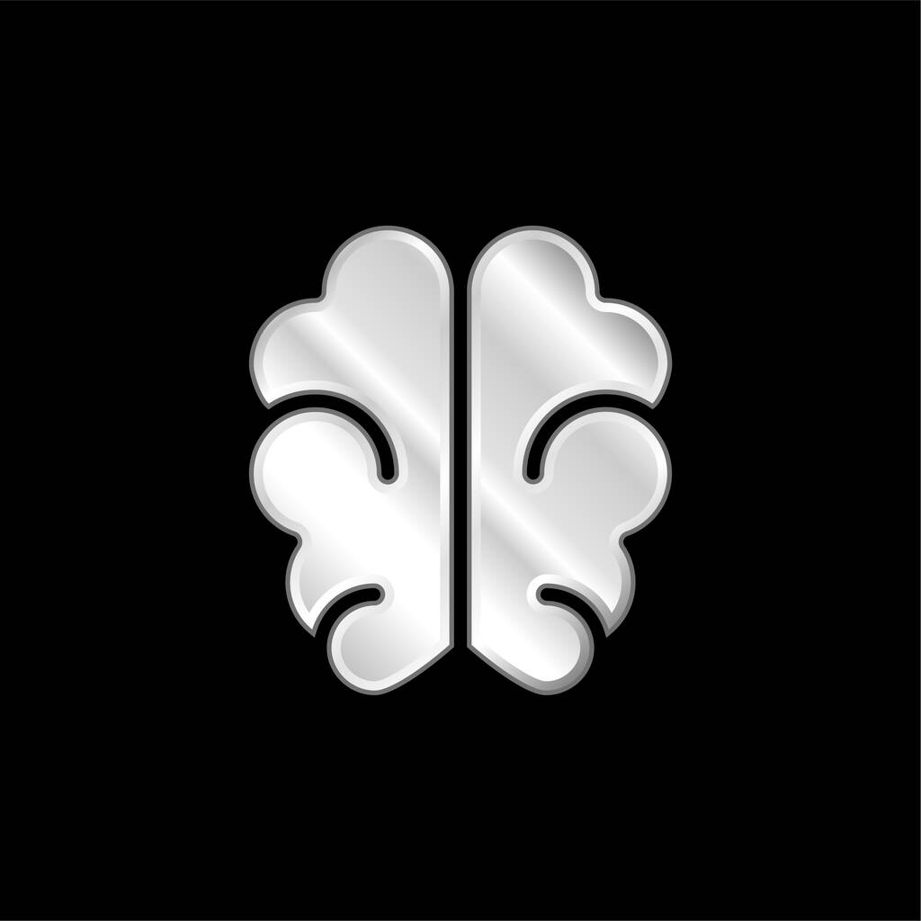 Beyin gümüş kaplamalı metalik simge - Vektör, Görsel