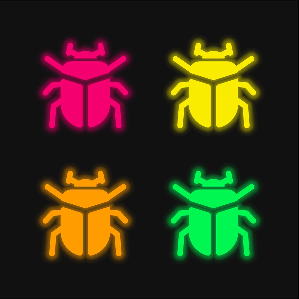 Σκαραβαίος τέσσερις χρώμα λαμπερό νέον διάνυσμα εικονίδιο - Διάνυσμα, εικόνα