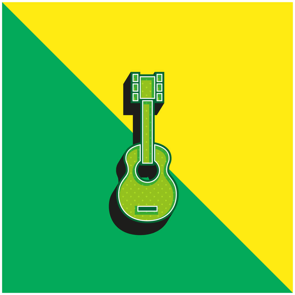 Akustik Gitar Yeşil ve Sarı 3D vektör simgesi - Vektör, Görsel