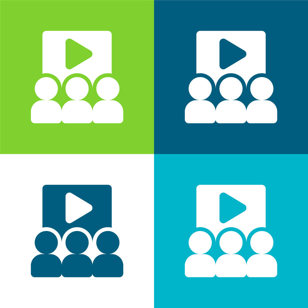 Audience Flat four color minimal icon set - Vector, Image