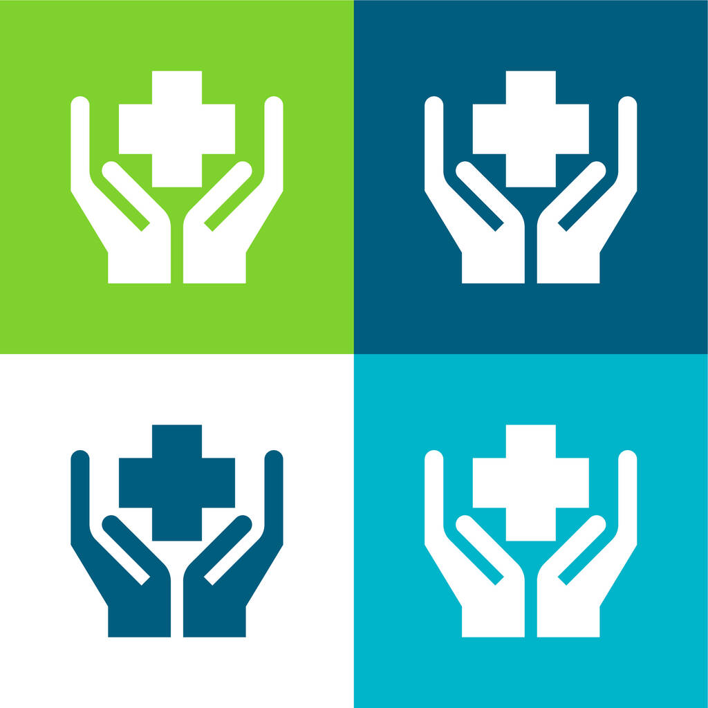 Výhody Byt čtyři barvy minimální ikona nastavena - Vektor, obrázek