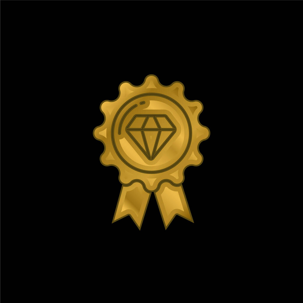 Badge oro placcato icona metallica o logo vettoriale - Vettoriali, immagini