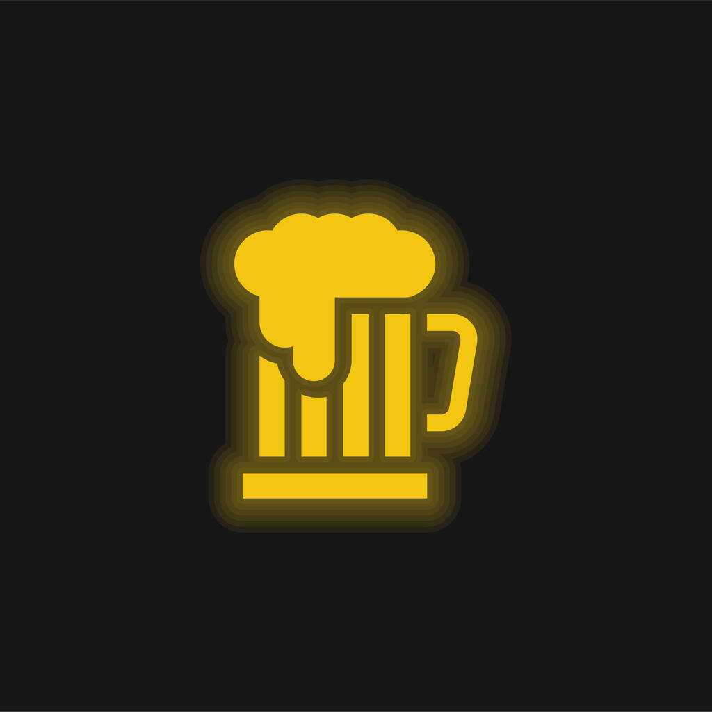 Beer yellow glowing neon icon - Vector, Image
