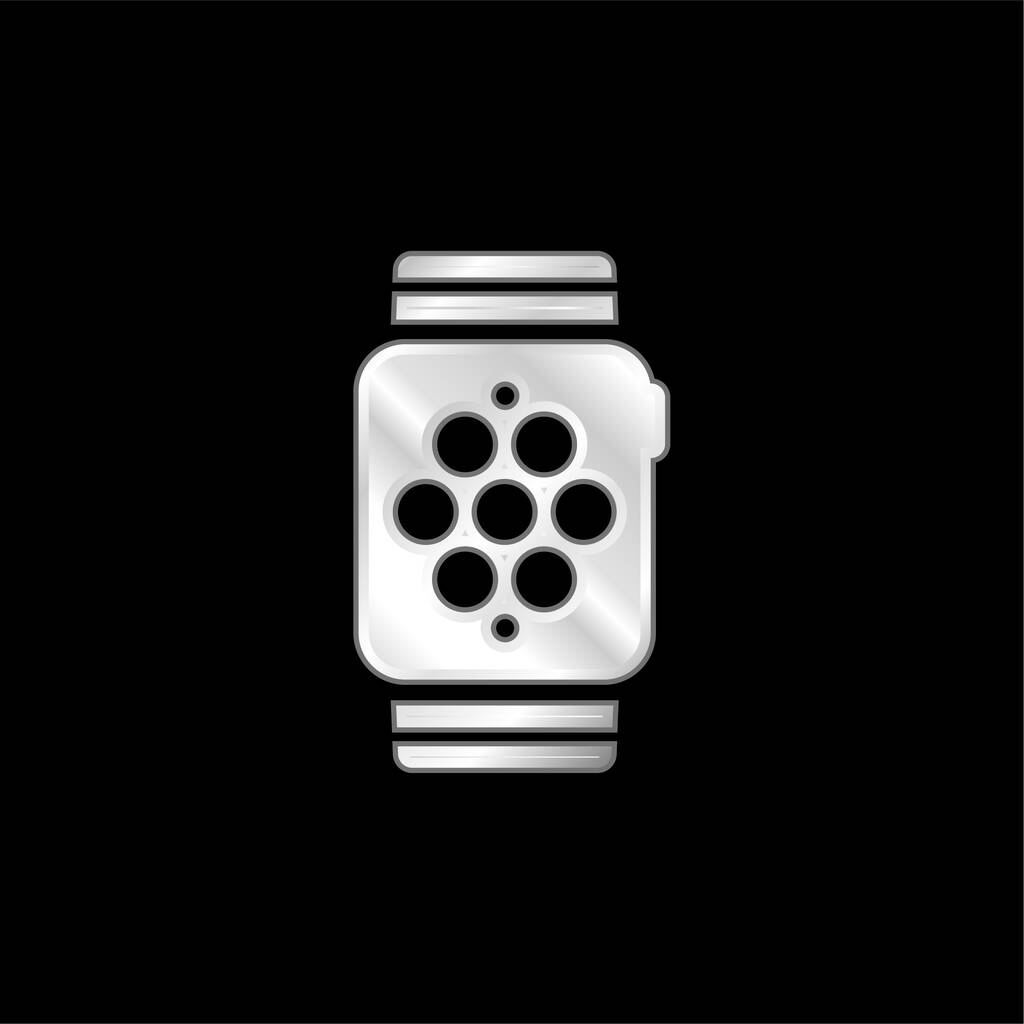 Apple Watchのシルバーメタルアイコン - ベクター画像
