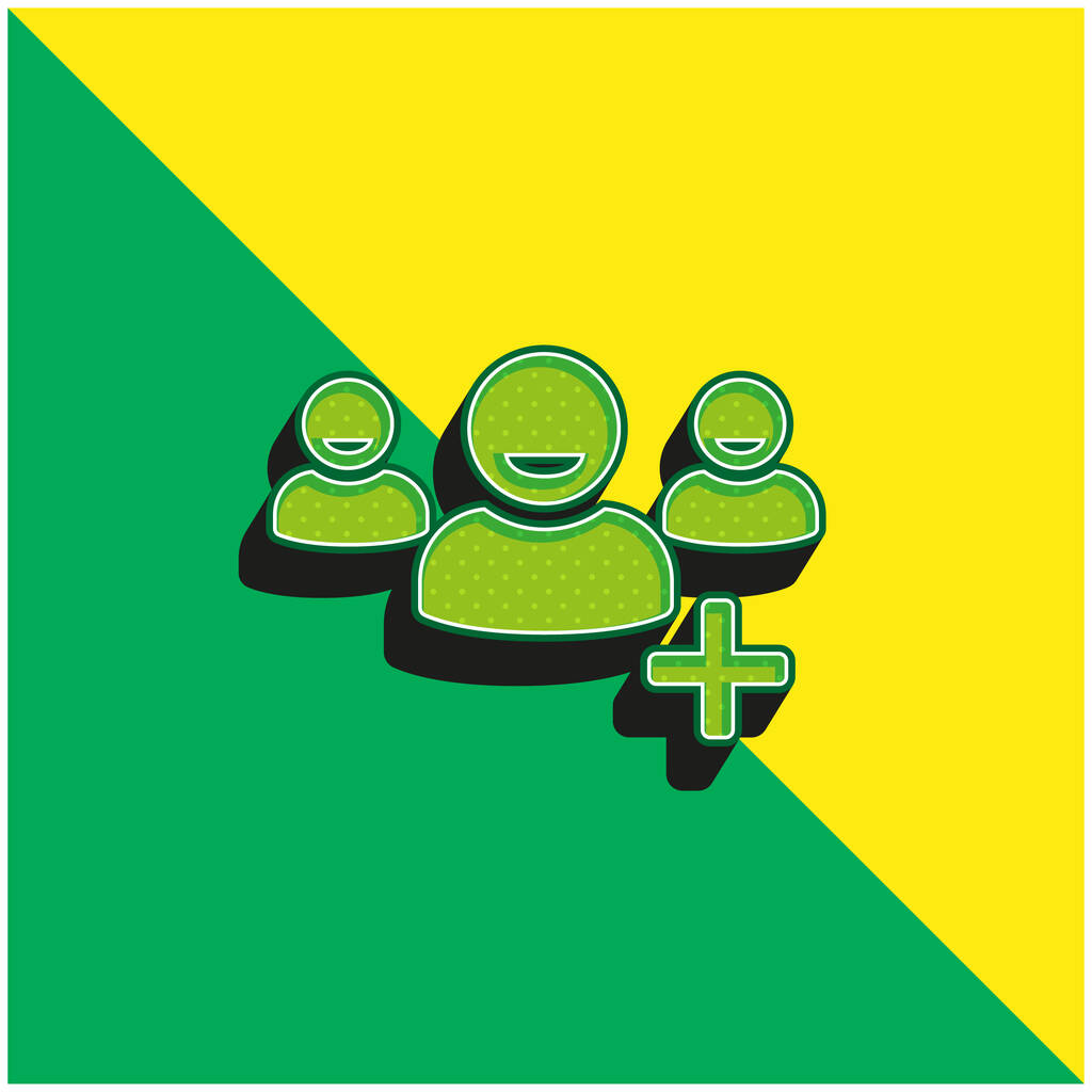 Ajoutez un symbole d'interface utilisateur Logo vectoriel 3d moderne vert et jaune - Vecteur, image