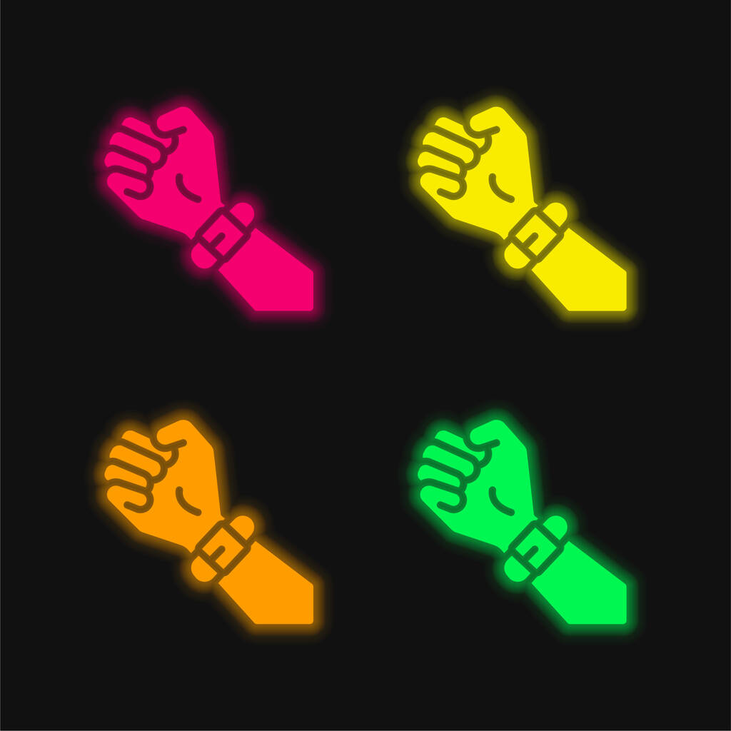 Bande quatre couleur brillant icône vectorielle néon - Vecteur, image