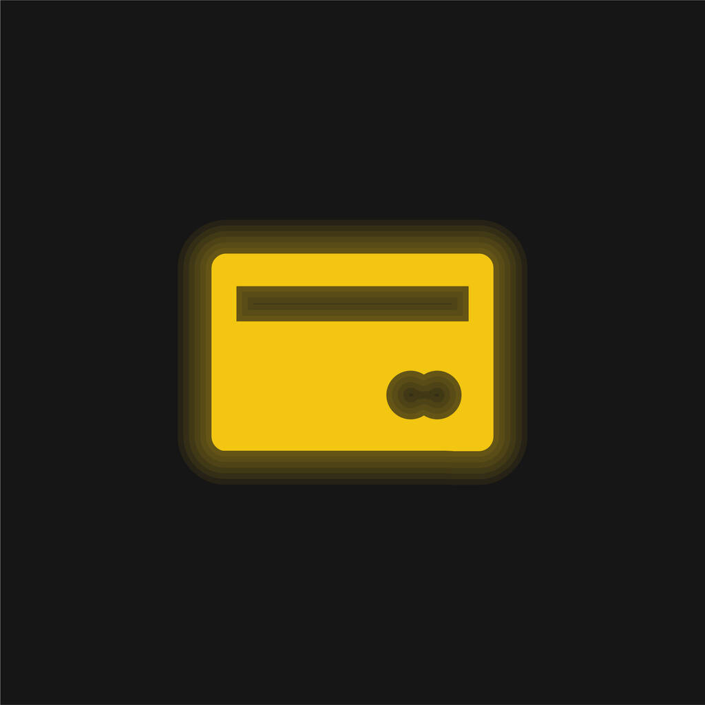 Duża karta kredytowa żółta świecąca ikona neonu - Wektor, obraz