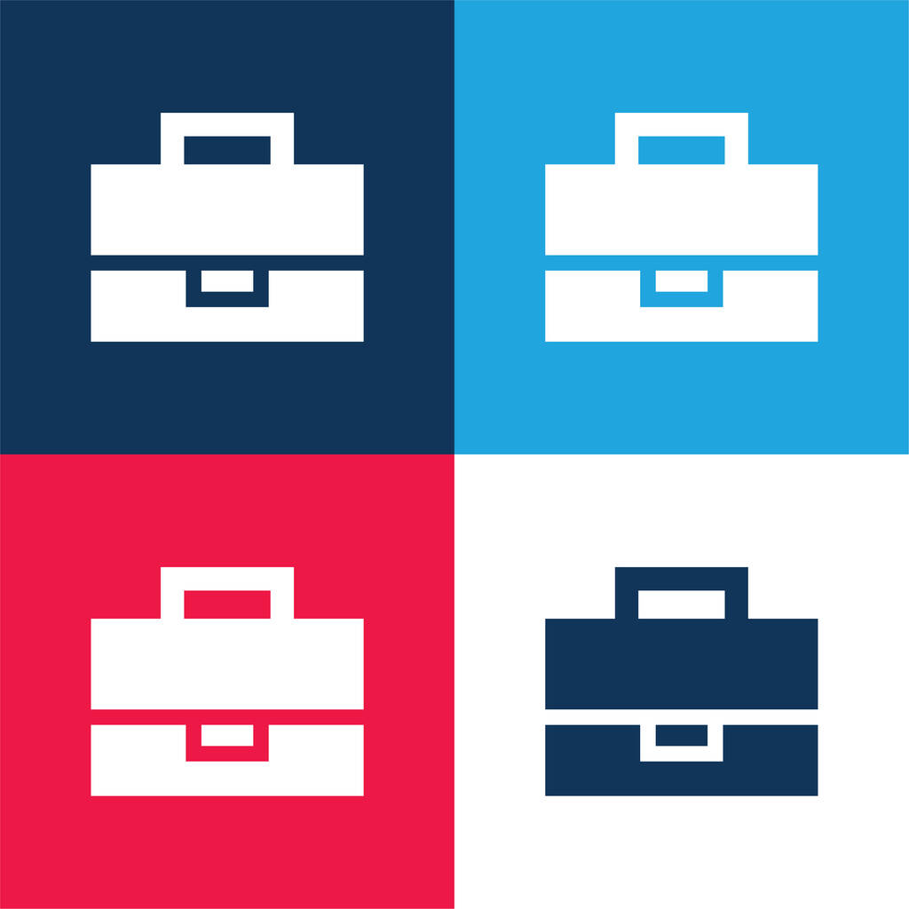 Maletín negro azul y rojo conjunto de iconos mínimo de cuatro colores - Vector, Imagen