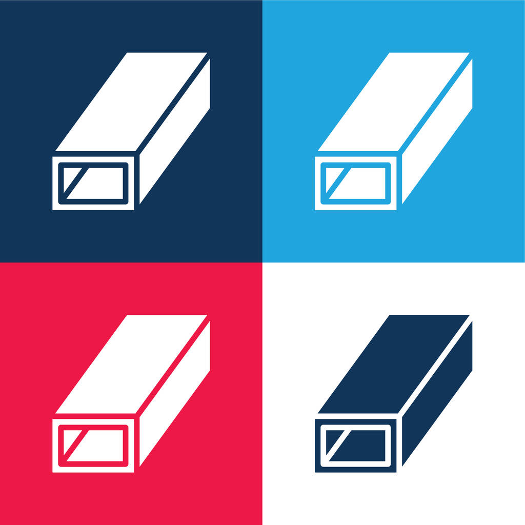 Strahl blau und rot vier Farben minimalen Symbolsatz - Vektor, Bild